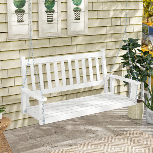 2-Person Wooden Outdoor Porch Swing with 500 lbs Weight Capacity-Brown W2B