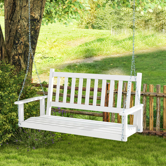 2-Person Wooden Outdoor Porch Swing with 500 lbs Weight Capacity-Brown W2B