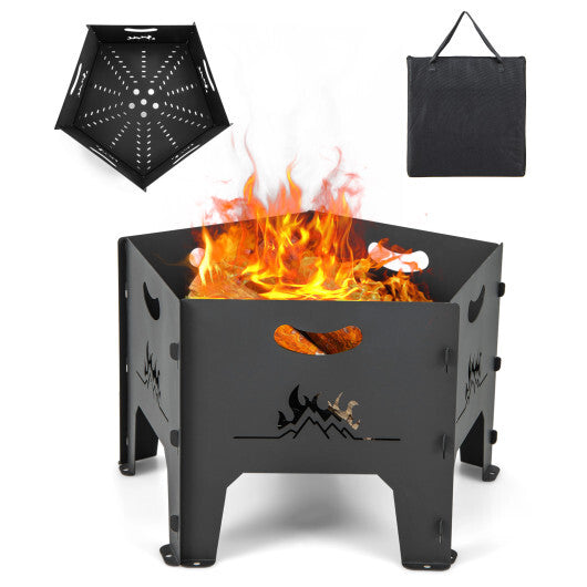 19 Inches Collapsible Portable Plug Fire Pit with Storage Bag W2B