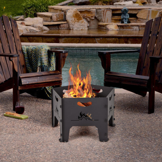 19 Inches Collapsible Portable Plug Fire Pit with Storage Bag W2B