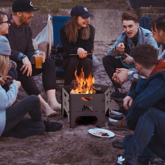 19 Inches Collapsible Portable Plug Fire Pit with Storage Bag W2B