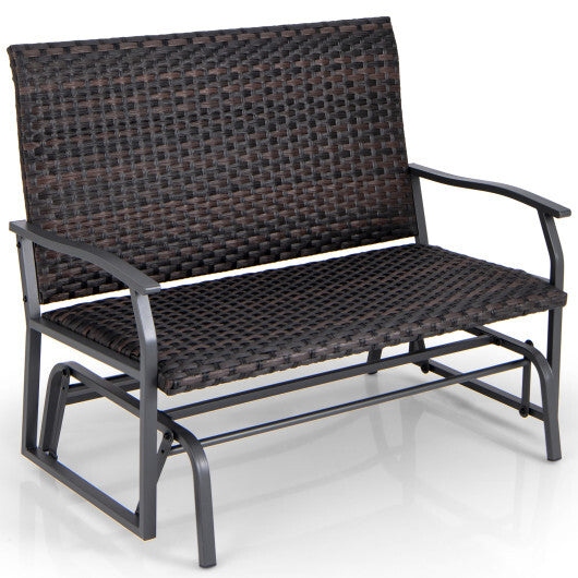 All Weather Outdoor 2-Person Swing Glider Bench with Quick Dry Foam Seat-Brown W2B