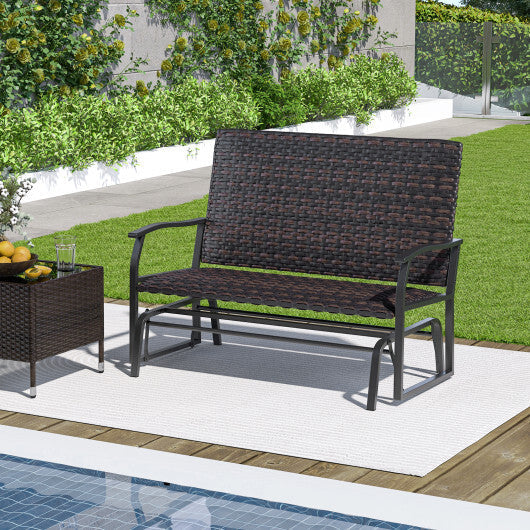All Weather Outdoor 2-Person Swing Glider Bench with Quick Dry Foam Seat-Brown W2B