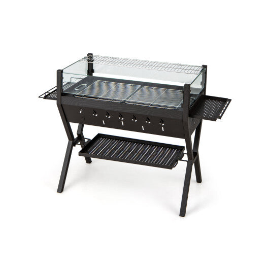 Barbecue Charcoal Grills with Wind Guard Seasoning Racks-Black W2B