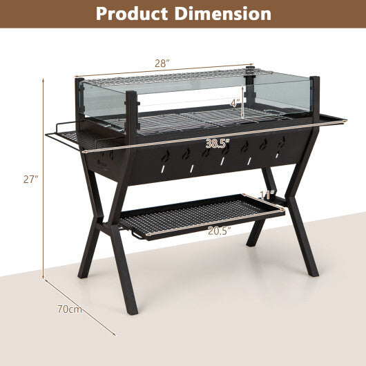 Barbecue Charcoal Grills with Wind Guard Seasoning Racks-Black W2B