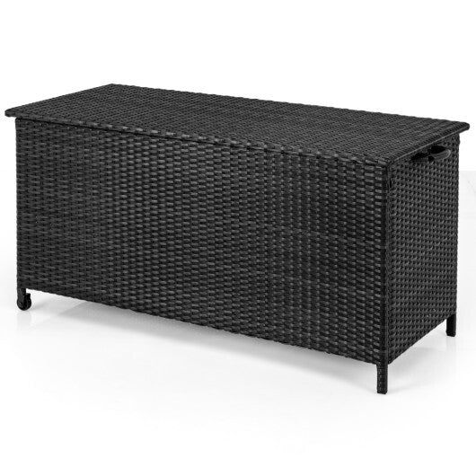 Indoor Outdoor 85 Gallon Storage Container with Waterproof Liner and Universal Wheels-Brown