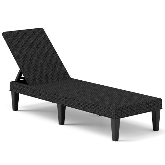Outdoor Chaise Lounger Chair with Waterproof Rattan Textured PP Surface and 330 lbs Capacity-Brown W2B