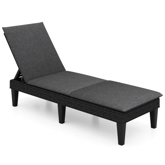 Patio Lounge Chair 3-Position Adjustable Backrest and Cushion-Orange W2B