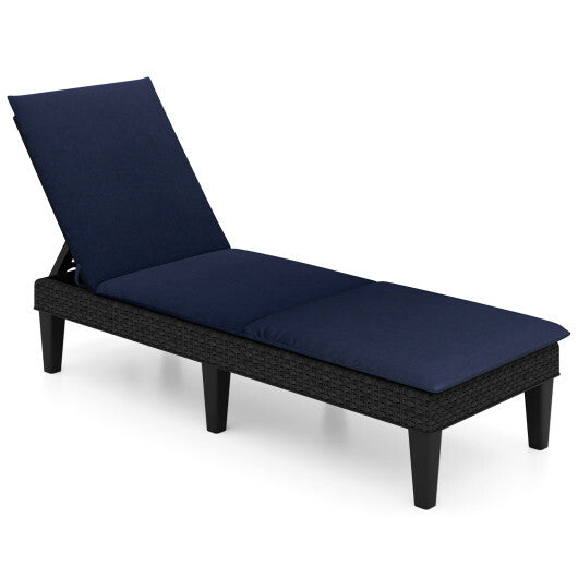 Patio Lounge Chair 3-Position Adjustable Backrest and Cushion-Orange W2B