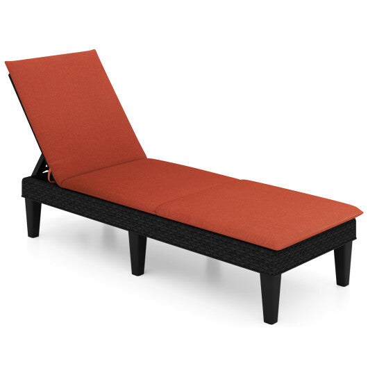 Patio Lounge Chair 3-Position Adjustable Backrest and Cushion-Orange W2B