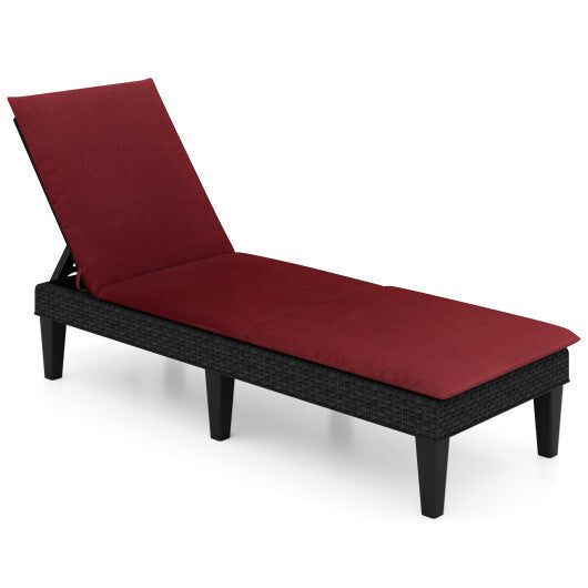 Patio Lounge Chair 3-Position Adjustable Backrest and Cushion-Orange W2B