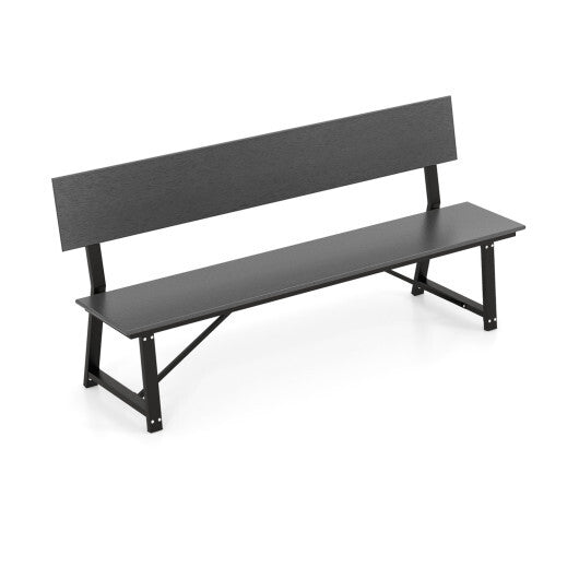 72 Inch Extra Long Bench with All-Weather HDPE Seat & Back for Yard Garden Porch-Brown
