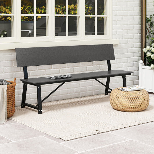 72 Inch Extra Long Bench with All-Weather HDPE Seat & Back for Yard Garden Porch-Brown