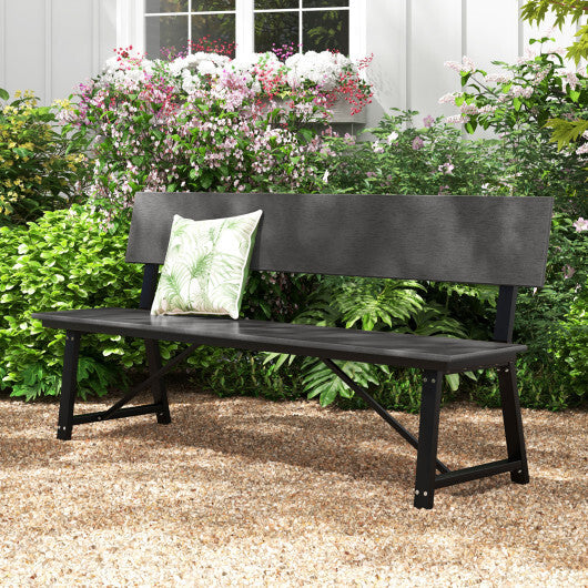72 Inch Extra Long Bench with All-Weather HDPE Seat & Back for Yard Garden Porch-Brown