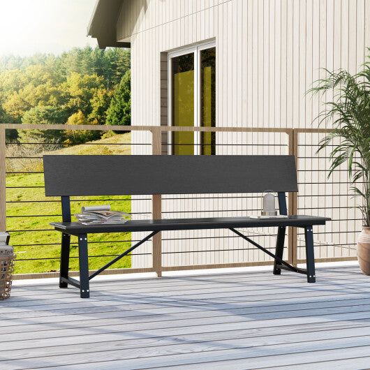 72 Inch Extra Long Bench with All-Weather HDPE Seat & Back for Yard Garden Porch-Brown