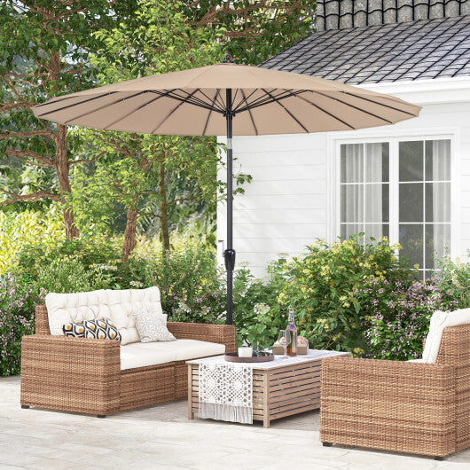 9 Feet Round Patio Umbrella with 18 Fiberglass Ribs-Wine W2B