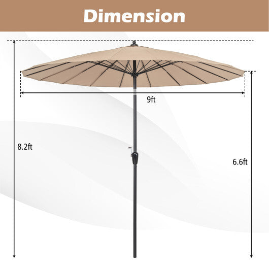 9 Feet Round Patio Umbrella with 18 Fiberglass Ribs-Wine W2B