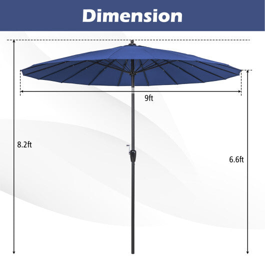 9 Feet Round Patio Umbrella with 18 Fiberglass Ribs-Wine W2B