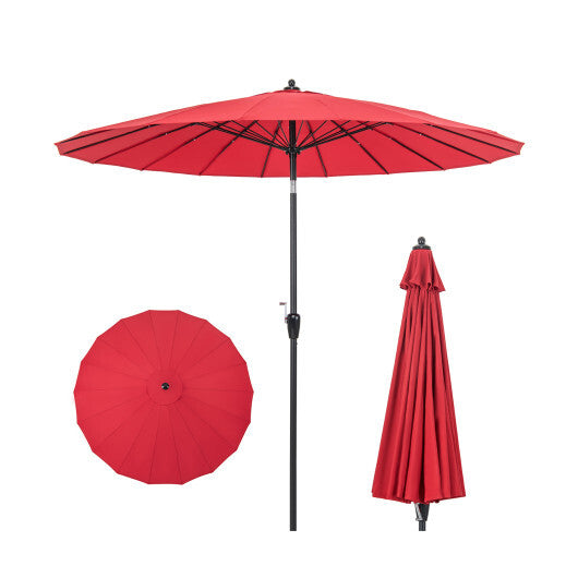 9 Feet Round Patio Umbrella with 18 Fiberglass Ribs-Wine W2B