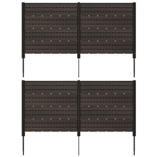 Outdoor Privacy Fence Screen with 5 Ground Stakes for Garden Yard Patio-Brown W2B