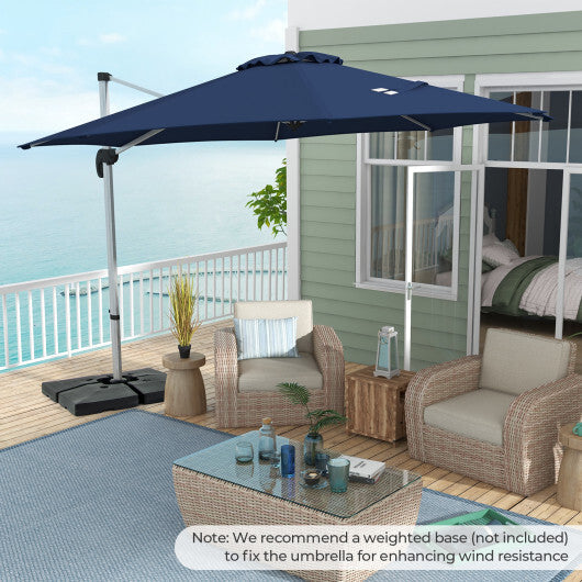 11 FT Outdoor Patio Umbrella with 360 Rotation and Adjustable Tilt-Navy W2B