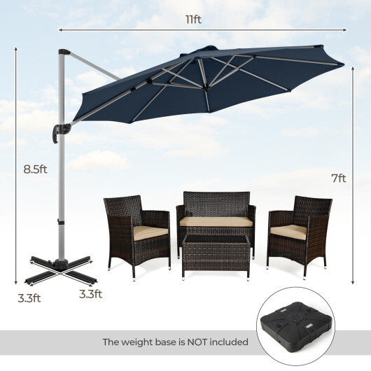 11 FT Outdoor Patio Umbrella with 360 Rotation and Adjustable Tilt-Navy W2B