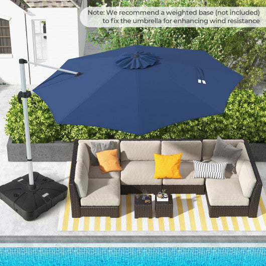 11 FT Outdoor Patio Umbrella with 360 Rotation and Adjustable Tilt-Navy W2B