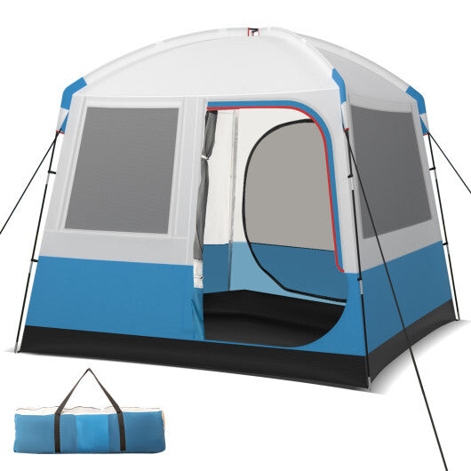5 Person Camping Tent with Mesh Windows and Carrying Bag for Camping Hiking Traveling-White W2B