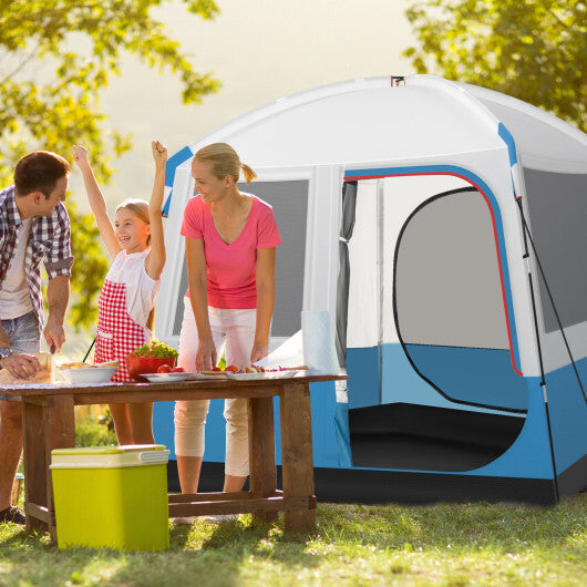 5 Person Camping Tent with Mesh Windows and Carrying Bag for Camping Hiking Traveling-White W2B
