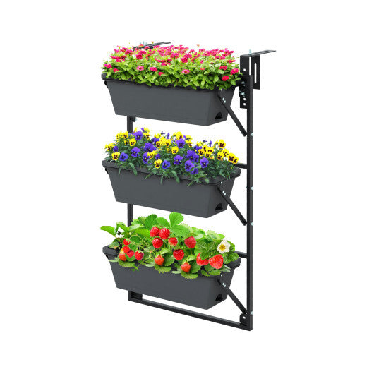 Hanging Vertical Planter Wall-mounted Adjustable with Detachable Hooks-Black W2B