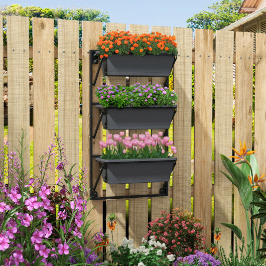 Hanging Vertical Planter Wall-mounted Adjustable with Detachable Hooks-Black W2B