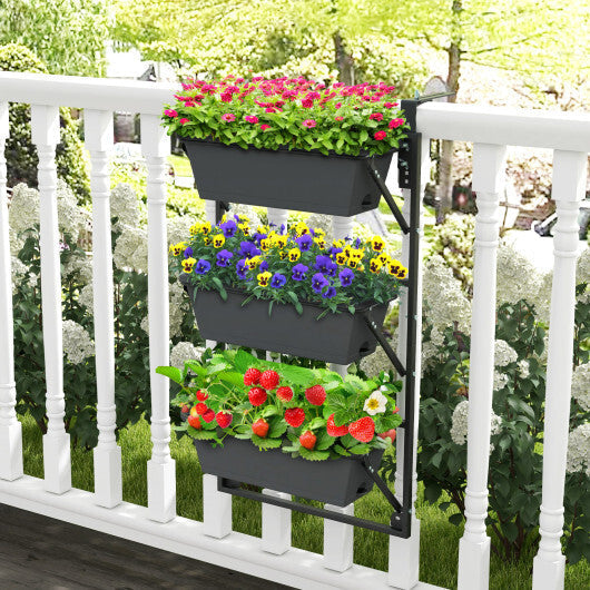 Hanging Vertical Planter Wall-mounted Adjustable with Detachable Hooks-Black W2B