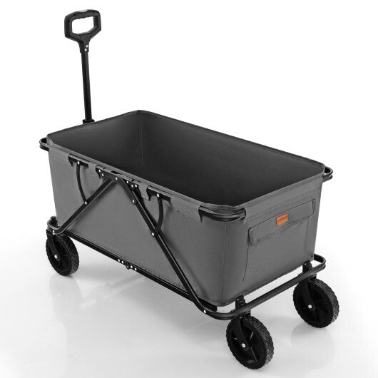 Collapsible Folding Wagon Cart with Adjustable Handlebar-Coffee