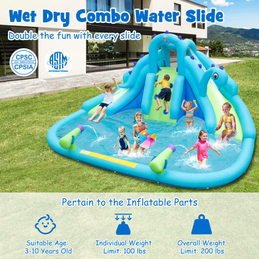 Inflatable Water Slide with Dual Slides and Large Splash Pool (Without Blower)