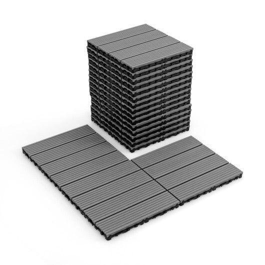 12 x 12 Inch 18 Piece All Weather Interlocking Deck Tiles for Splicing Area-Gray W2B