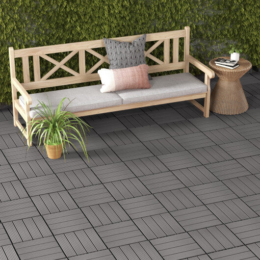 12 x 12 Inch 18 Piece All Weather Interlocking Deck Tiles for Splicing Area-Gray W2B