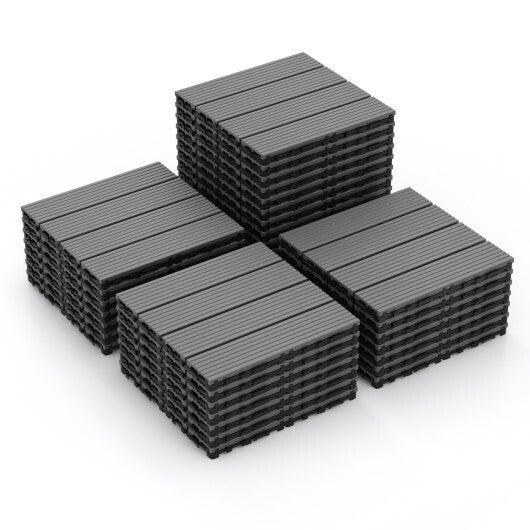 12 x 12 Inch 18 Piece All Weather Interlocking Deck Tiles for Splicing Area-Gray W2B