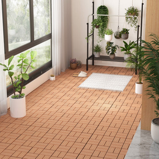 18 Pieces 12 x 12 Inch All Weather Interlocking Deck Tiles-Brown W2B
