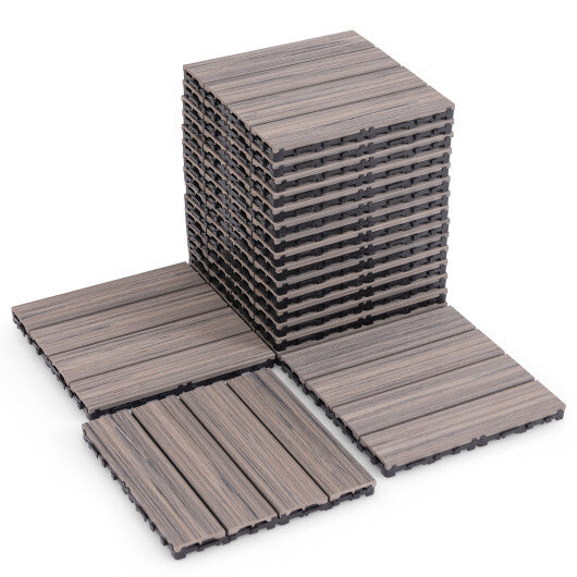 18 Pieces 12 x 12 Inch Interlocking Deck Tiles for 1.7m Total Splicing Area-Brown W2B