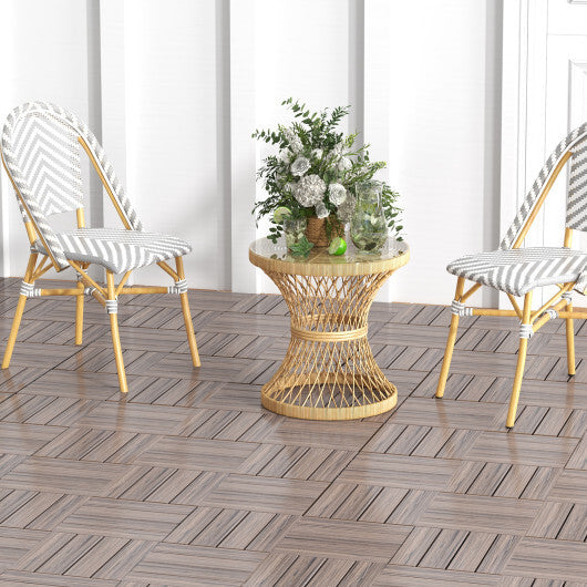 18 Pieces 12 x 12 Inch Interlocking Deck Tiles for 1.7m Total Splicing Area-Brown W2B