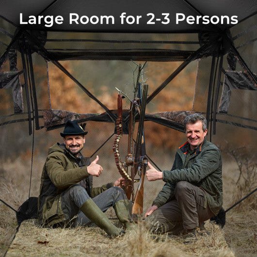 Hunting Blind 360 Degree One-Way See-Through Ground Blind for 2-3 Person W2B