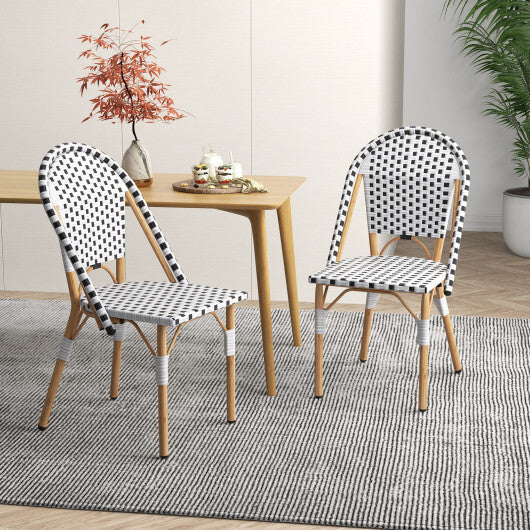 French Bistro Chair Set of 2 with Galvanized Metal Framex-White