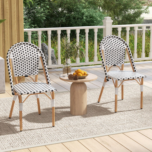 French Bistro Chair Set of 2 with Galvanized Metal Framex-White