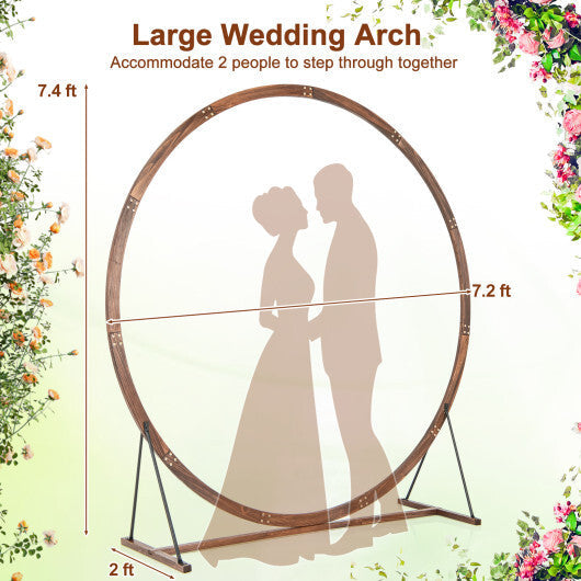 Wooden Wedding Arch Solid Wood Arbor Backdrop Stand for Wedding Ceremony-Round W2B