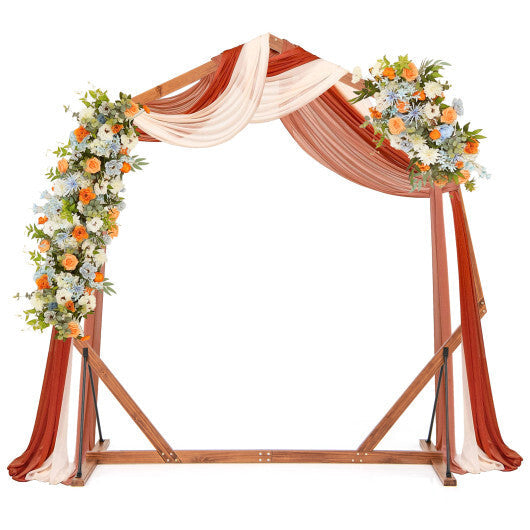 Wooden Wedding Arch Solid Wood Arbor Backdrop Stand for Wedding Ceremony-Round W2B