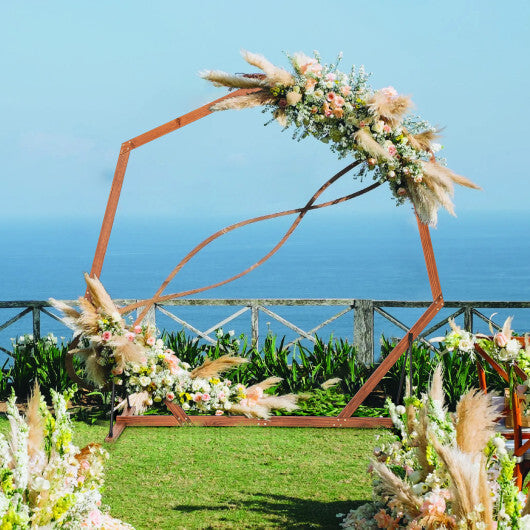 Wooden Wedding Arch Solid Wood Arbor Backdrop Stand for Wedding Ceremony-Round W2B