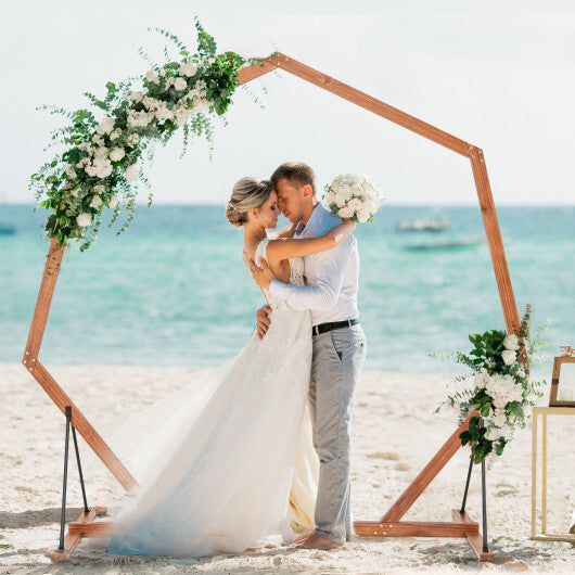 Wooden Wedding Arch Solid Wood Arbor Backdrop Stand for Wedding Ceremony-Round W2B