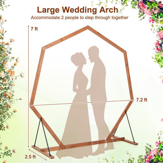 Wooden Wedding Arch Solid Wood Arbor Backdrop Stand for Wedding Ceremony-Round W2B