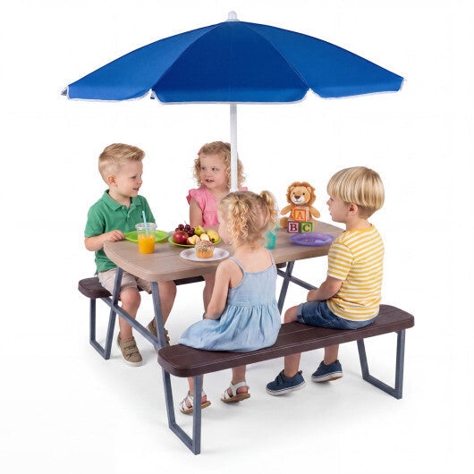 Kids Picnic Table with Benches Seats up to 4-Brown W2B