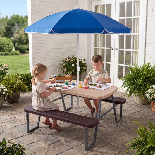 Kids Picnic Table with Benches Seats up to 4-Brown W2B